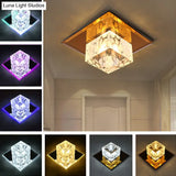 Crystal Led Cube Flush Mount Lighting For Minimalist Hallways