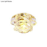 Crystal Led Flower Ceiling Light For Porch - Flush Mount With Warm/White/Multi - Color Options
