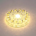 Crystal Led Flush Ceiling Light Fixture - Modern Entryway Clear / Warm Round
