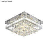 Crystal Led Flush Mount Ceiling Lamp For Living Room - Simplicity Tetragon Design