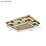 Crystal Led Flush Mount Ceiling Lamp For Living Room - Simplicity Tetragon Design