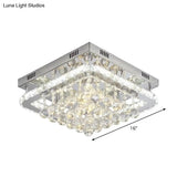 Crystal Led Flush Mount Ceiling Lamp For Living Room - Simplicity Tetragon Design