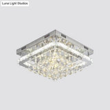 Crystal Led Flush Mount Ceiling Lamp For Living Room - Simplicity Tetragon Design