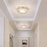 Crystal Led Flush Mount Ceiling Light - Modern Geometric Design For Hallways Clear / Round