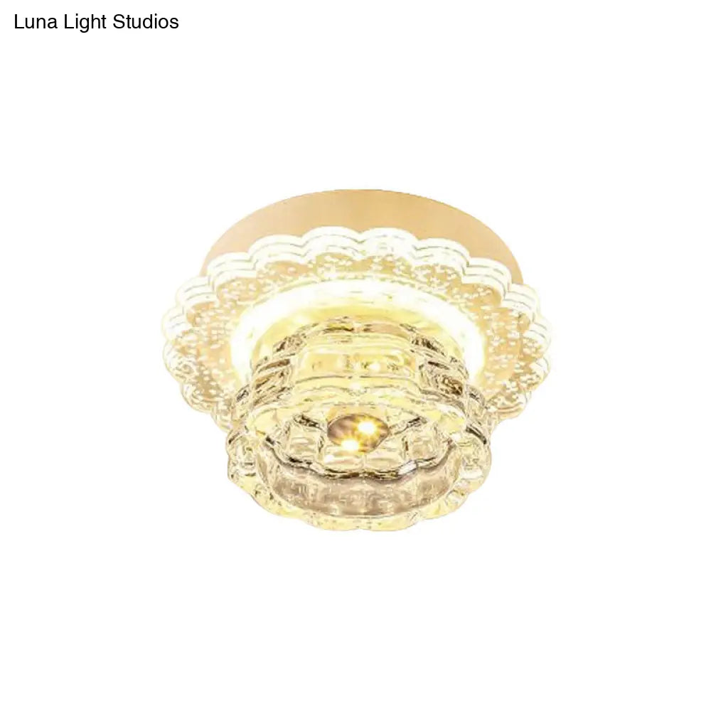 Crystal Led Flush Mount Ceiling Light: Simple Dome Recessed Lighting For Corridor