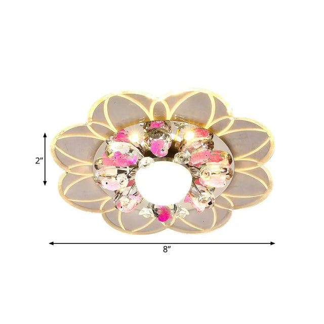 Crystal Led Flush Mount Light With Fish Design In Modern Flower Pattern And Multiple Options