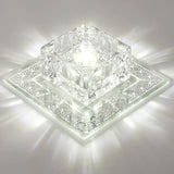 Crystal Led Hallway Flush Mount Light - Minimalist Square Design In Clear