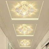 Crystal Led Hallway Flush Mount Light - Minimalist Square Design In Clear / Small Warm