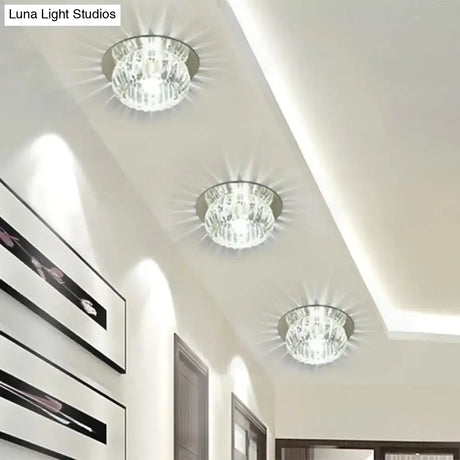Crystal Led Mini Donut Ceiling Light: Modern Semi Flush Mounted Lamp (Warm/White/Multi Color)