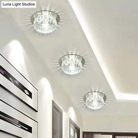 Crystal Led Mini Donut Ceiling Light: Modern Semi Flush Mounted Lamp (Warm/White/Multi Color)