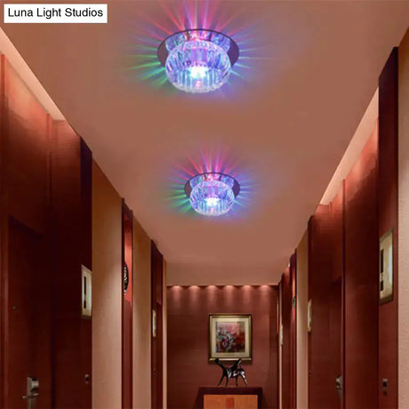 Crystal Led Mini Donut Ceiling Light: Modern Semi Flush Mounted Lamp (Warm/White/Multi Color)