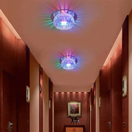 Crystal Led Mini Donut Ceiling Light: Modern Semi Flush Mounted Lamp (Warm/White/Multi Color) Clear