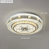 Crystal Led Modern Flush Mount Ceiling Light For Drum Bedroom In White