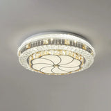 Crystal Led Modern Flush Mount Ceiling Light For Drum Bedroom In White / Third Gear Flower