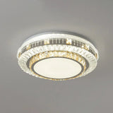 Crystal Led Modern Flush Mount Ceiling Light For Drum Bedroom In White / Third Gear Round