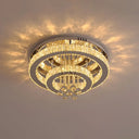 Crystal Led Semi Flush Ceiling Light - Nordic Style Chrome Fixture For Bedroom / Third Gear Double