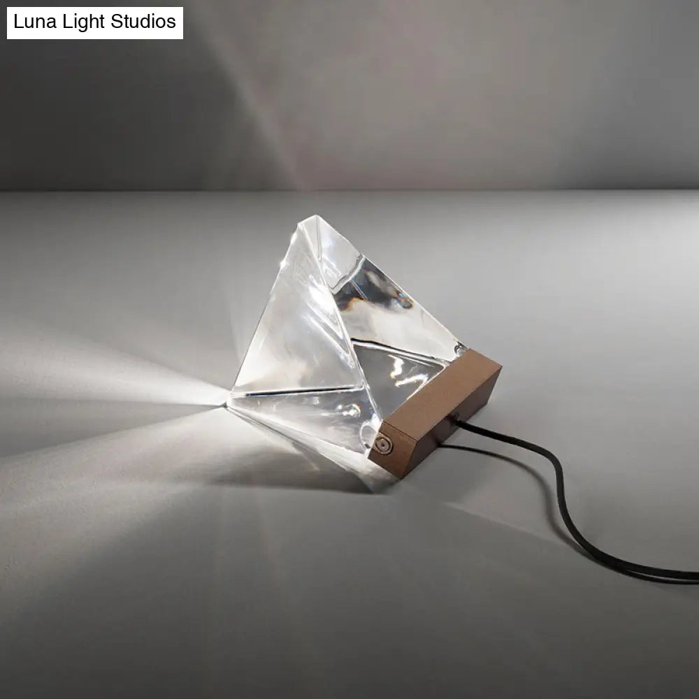 Crystal Led Triangle Desk Lamp - Minimalist Night Table Light For Living Room