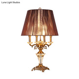 Crystal Nightstand Lamp With Empire Shade - Countryside 1 Light Table For Bedroom In Brown