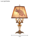 Crystal Nightstand Lamp With Empire Shade - Countryside 1 Light Table For Bedroom In Brown