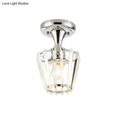 Crystal Semi Flush Mount Ceiling Light In Chrome With Minimalist Design