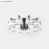 Crystal Shade Nordic Metal Semi Flush Mount Light (6/8/10 Lights) - Black Ceiling Fixture