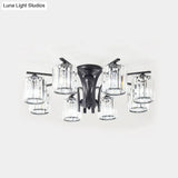 Crystal Shade Nordic Metal Semi Flush Mount Light (6/8/10 Lights) - Black Ceiling Fixture