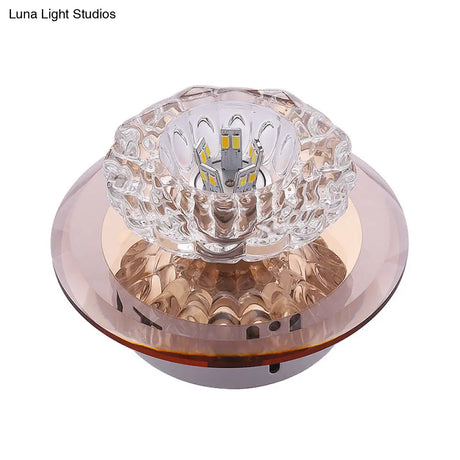 Crystal Simplicity Led Flush Mount Ceiling Light With Flower Corridor Design