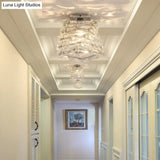 Crystal Spiral Square Ceiling Lamp - Modern 1 - Light Semi Mount For Hallways