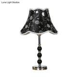 Crystal Table Lamp: 1-Light Countryside Black Scalloped Night Light With Flower Pattern
