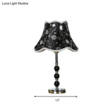Crystal Table Lamp: 1-Light Countryside Black Scalloped Night Light With Flower Pattern