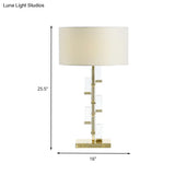 Crystal Table Lamp - White Drum Shade Simplicity Design Bedside Desk Light With Fabric
