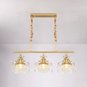 Crystal Teardrop Island Pendant Light With Gold Cylinder And 3 Heads