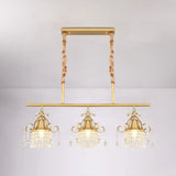Crystal Teardrop Island Pendant Light With Gold Cylinder And 3 Heads