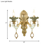 Crystal Wall Mount Candle Light Fixture In Elegant Gold Finish