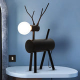 Cursa - Black Metal Deer Nightstand Lamp With Plug-In Cord Creative Bedroom
