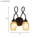 Curved Arm Mercury Glass Wall Sconce - Industrial Bedroom Light Fixture In Black