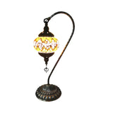 Curved Arm Retro Stained Glass Nightstand Lamp - White/Yellow/Orange Yellow-White