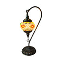 Curved Arm Retro Stained Glass Nightstand Lamp - White/Yellow/Orange Yellow