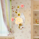Curved Arm Sconce Light With Metal Rose Design White - Left/Right For Living Room / Right