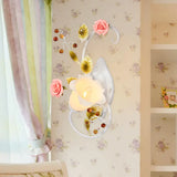 Curved Arm Sconce Light With Metal Rose Design White - Left/Right For Living Room / Right