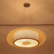Curved Bamboo Drum Pendant Light 2/3 Bulbs 18’’/23.5’’ Wide Wood Ceiling Hanging Tradition Lighting Wood / 18’’