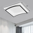 Curved Flush Mount Metal Ceiling Light In Black And White - Simple & Stylish Living Room Fixture /