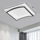 Curved Flush Mount Metal Ceiling Light In Black And White - Simple & Stylish Living Room Fixture /