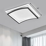 Curved Flush Mount Metal Ceiling Light In Black And White - Simple & Stylish Living Room Fixture /