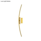 Curved Linear Aluminum Led Wall Sconce In Simplicity Gold/Coffee - Ideal Dining Room Lighting