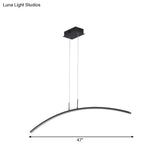 Curved Metallic Black/White Led Island Lamp For Warm/White Lighting