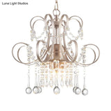 Curving Arm Crystal Teardrop Chandelier For Living Room - Champagne