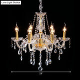 Curvy Armed Crystal Chandelier - Golden Victorian Style Pendant Light With 6 Heads