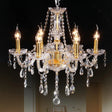 Curvy Armed Crystal Chandelier - Golden Victorian Style Pendant Light With 6 Heads Gold