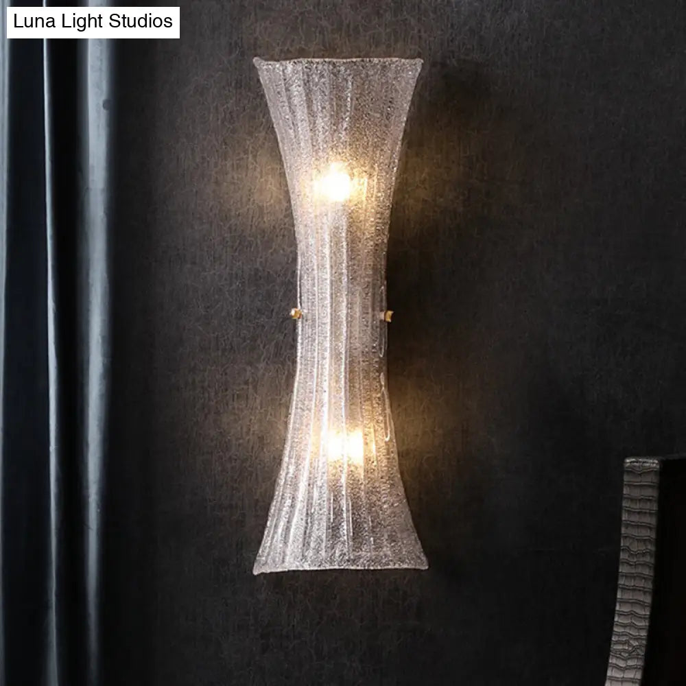 Curvy Clear Bubble Glass Wall Sconce With 2 Lights For Traditional Bedroom Lighting